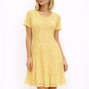 Vintage Diana Marco Yellow Crochet Dress